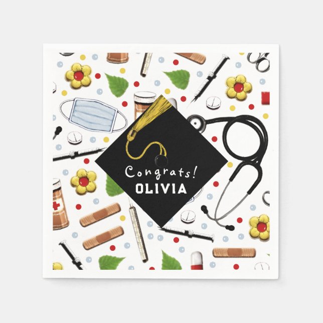 Servilleta De Papel Pegatina redondo clásico de la fiesta de graduació (Anverso)