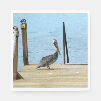 Servilleta De Papel Pelican en el muelle, Curacao, Caribe, Luncheon