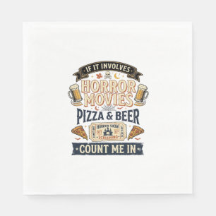 Servilleta De Papel Peliculas de Terror Pizza Cerveza Divertido Hallow