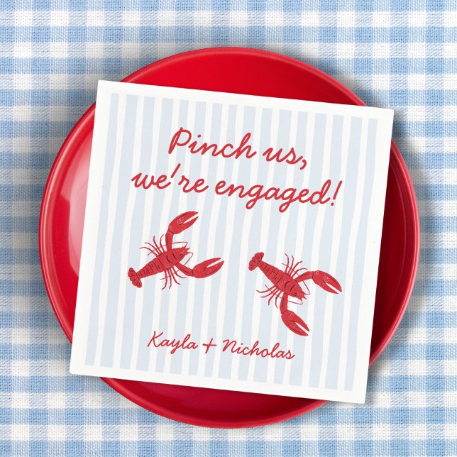 Servilleta De Papel Pellízcanos Estamos Comprometidos Hervido de Cangr (Pinch Us We’re Engaged Crawfish Boil Southern Napkins)