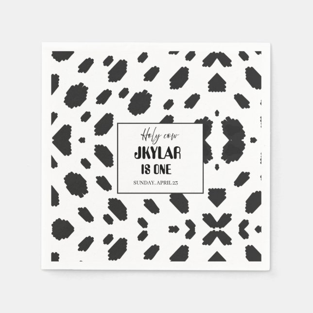 Servilleta De Papel Pelo de Vaca Negro Blanco Manchas (Anverso)