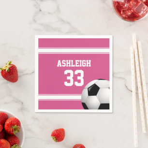 Servilleta De Papel Pelota de fútbol de Jersey de franjas rosas y bla
