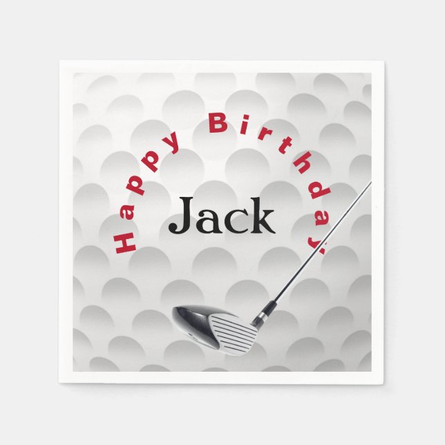 Servilleta De Papel Pelota de Golf de Cumpleaños y Palo (Anverso)