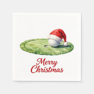 Servilleta De Papel Pelota de golf de Navidad con sombrero de Santa en