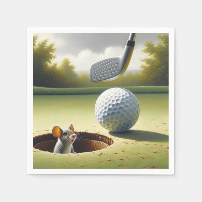 Servilleta De Papel Pelota De Golf Y Ratón (Anverso)
