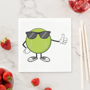 Servilleta De Papel Pelota de Tenis Sonriente con Gafas de Sol