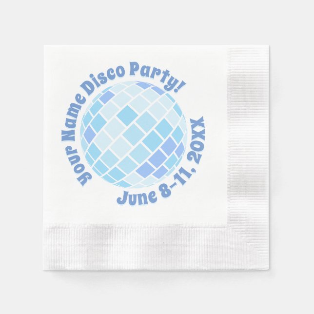 Servilleta De Papel Pelota Disco azul retro PERSONALIZADA (Anverso)