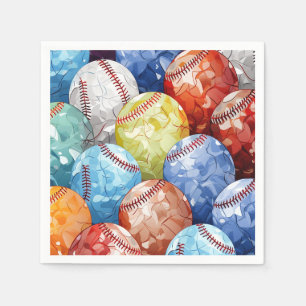 Servilleta De Papel Pelotas de Béisbol Multicolores Divertidas