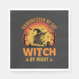 Servilleta De Papel Peluquera De Día Bruja De Noche Diseño De Hallowee