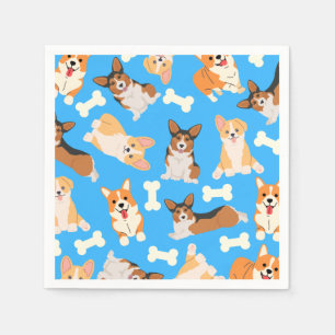 Servilleta De Papel Pembroke Welsh Corgi Pattern Blue