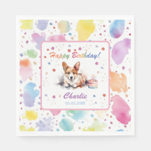 Servilleta De Papel Pembroke Welsh Corgi Watercolor Paper Napkins