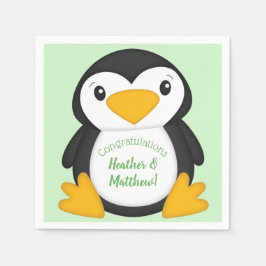 Servilleta De Papel Penguin Baby Shower Green