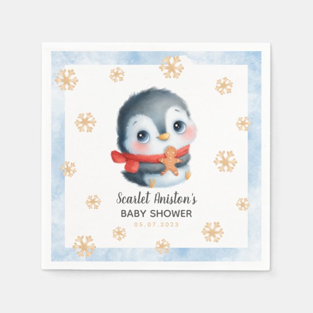 Servilleta De Papel Penguin Baby Shower, Navidades de clase (Anverso)