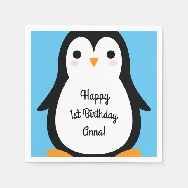 Servilleta De Papel Penguin Cute Winter Napkins Fiesta de cumpleaños (Anverso)