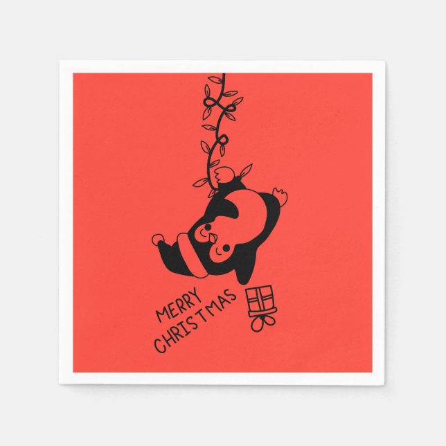 Servilleta De Papel Penguine distributing christmas gifts (Anverso)