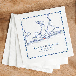 Servilleta De Papel Pensacola Beach FL Map Elegant Navy Blue Boda