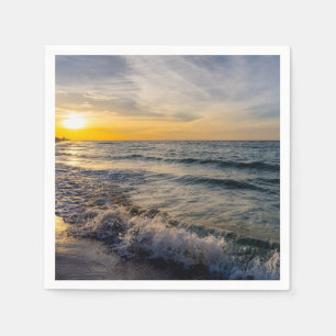 Servilleta De Papel Pensacola Splashing Waves Sunrise Paper Napkin