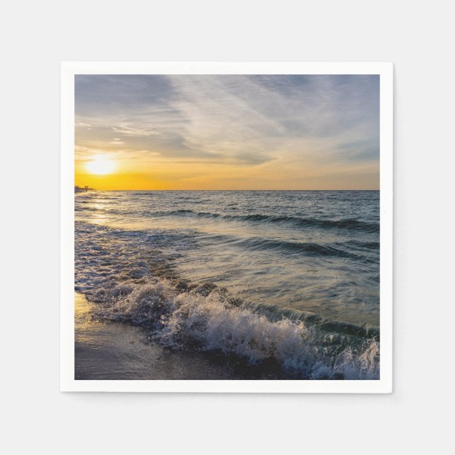 Servilleta De Papel Pensacola Splashing Waves Sunrise Paper Napkin (Anverso)