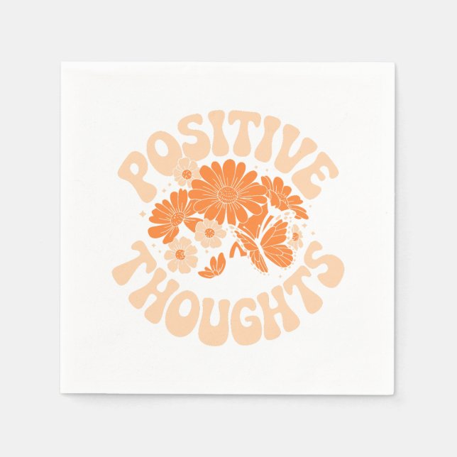 Servilleta De Papel Pensamientos positivos - Flores y mariposas (Anverso)