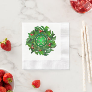 Servilleta De Papel Pentáculo con Holly Wreath