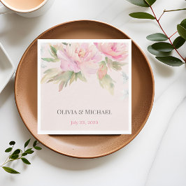 Servilleta De Papel Peones rosados Elegantes Napkins Boda acuarela