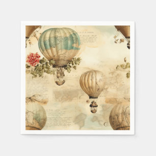 Servilleta De Papel Peonía de globo antiguo botánico viaje