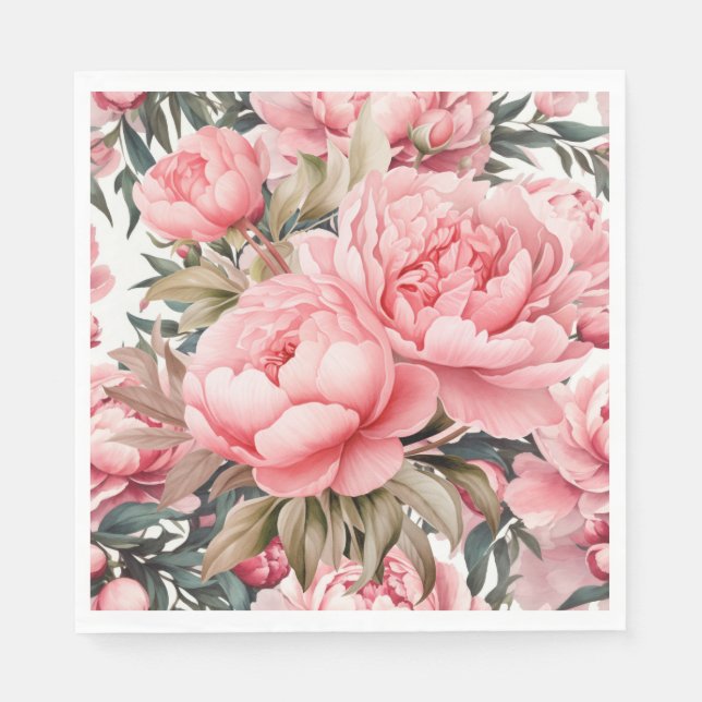 Servilleta De Papel Peonía Rosa  (Anverso)