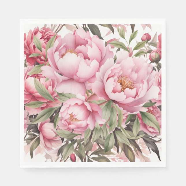 Servilleta De Papel Peonía Rosa  (Anverso)