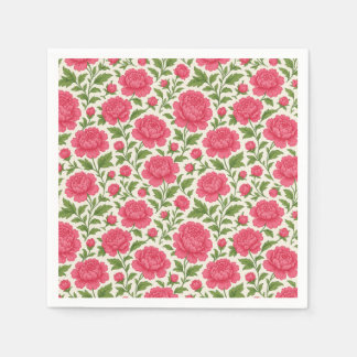 Servilleta De Papel Peonía Rosa Vintage Floral Cottagecore Fiesta de J