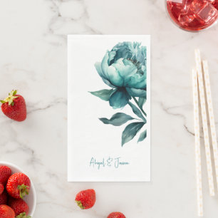 Servilleta De Papel Peonía Verde Personalizado Nombres Boda II