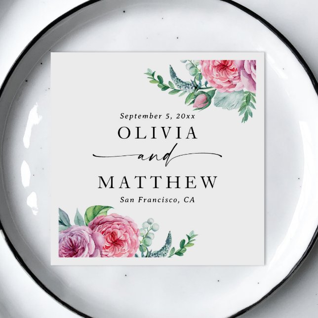 Servilleta De Papel peonías acuarelas. Elegante boda floral de boho (Subido por el creador)