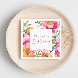 Servilleta De Papel Peonías naranja melocotón rosa elegante baby showe