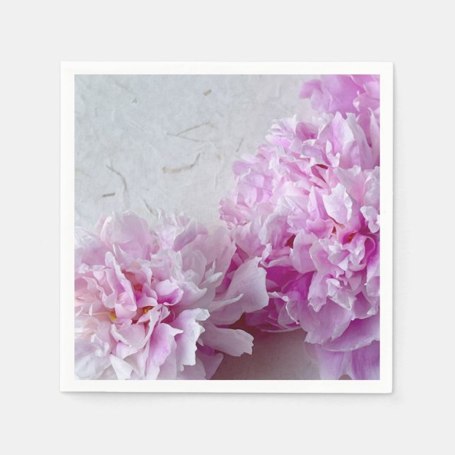 Servilleta De Papel peonías rosadas con espacio para texto (Anverso)