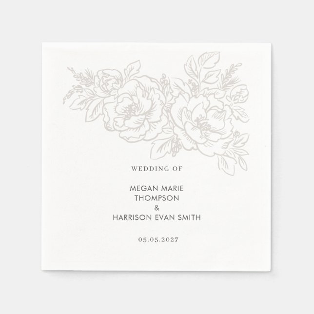 Servilleta De Papel Peonies elegante flor corner Napkins (Anverso)