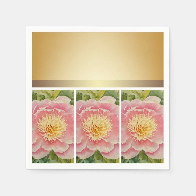 Servilleta De Papel Peonies en fila - servilletas de papel (Anverso)