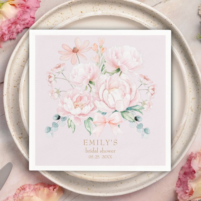 Servilleta De Papel Peonies rosados doblan la ducha de novia en el jar (Subido por el creador)
