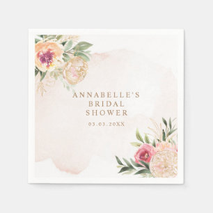 Servilleta De Papel Peony and Relieve metalizado dorado Bloom Bridal S