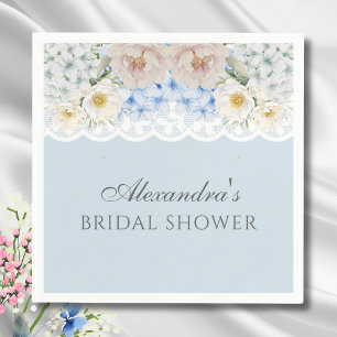 Servilleta De Papel Peony Blue Hydrangea Bridal Shower Paper Napkin