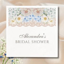 Servilleta De Papel Peony Blue Hydrangea Bridal Shower Paper Napkin