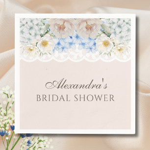 Servilleta De Papel Peony Blue Hydrangea Bridal Shower Paper Napkin
