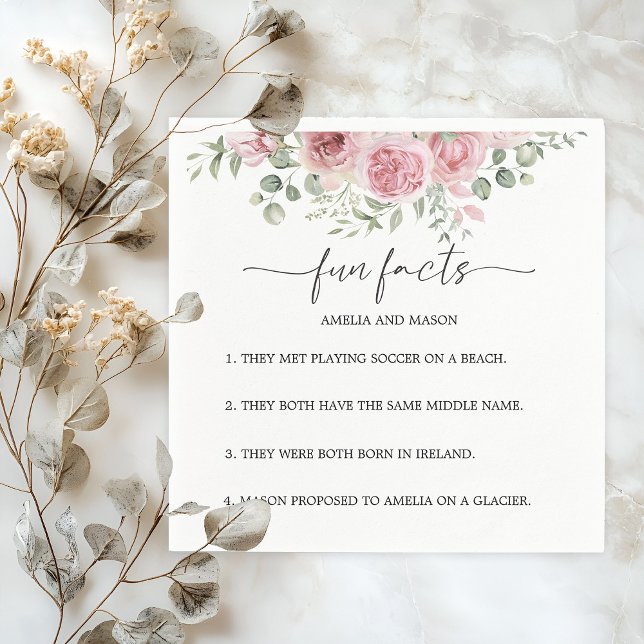 Servilleta De Papel Peony Blush Floral Fun Facts Wedding Napkins (Peony Blush Floral Fun Facts Wedding Napkins)