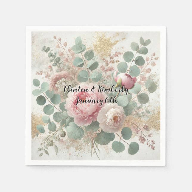 Servilleta De Papel Peony Drama Light Cocktail Boda Napkins Papel (Anverso)