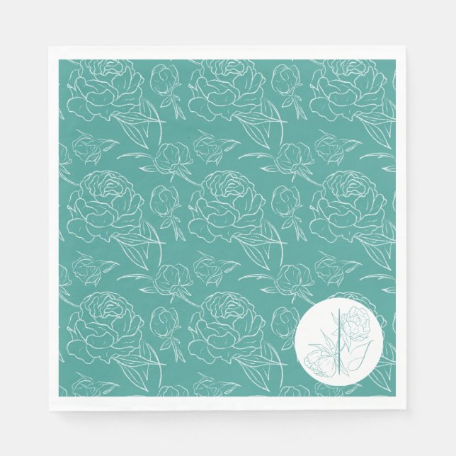 Servilleta De Papel Peony Elegance Boda Napkins (Anverso)