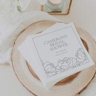 Servilleta De Papel Peony Garden Dusty Sage Green Floral Bridal Shower