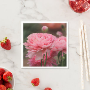 Servilleta De Papel Peony Pink Ranunculus Closeup