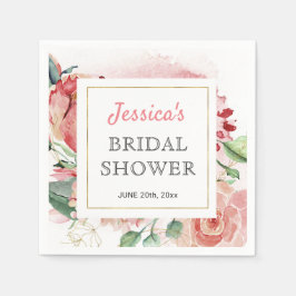 Servilleta De Papel Peony Spring Bridal Shower Table Paper Coctail