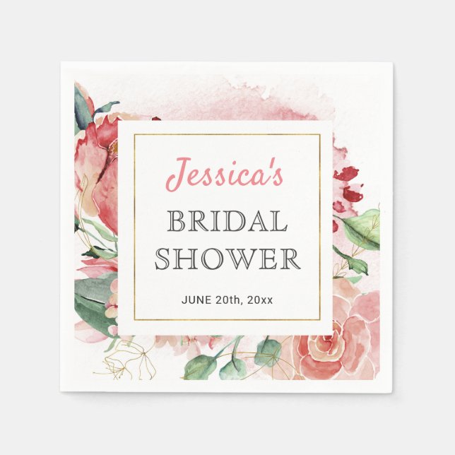 Servilleta De Papel Peony Spring Bridal Shower Table Paper Coctail (Anverso)