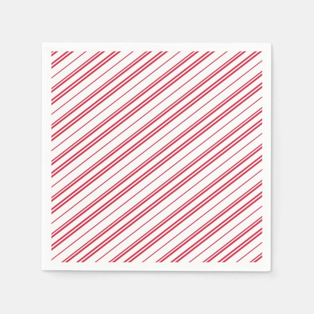 Servilleta De Papel Peppermint Christmas Candy Cane Stripes (Anverso)