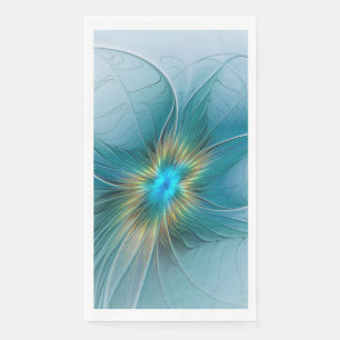 Servilleta De Papel Pequeña belleza arte fractal moderno azul oro Flor