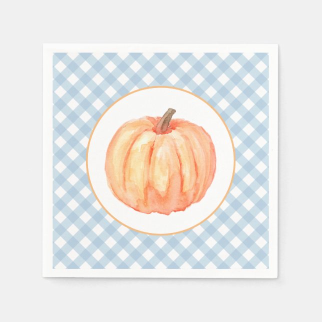 Servilleta De Papel Pequeña Calabaza azul pastel primer cumpleaños (Anverso)